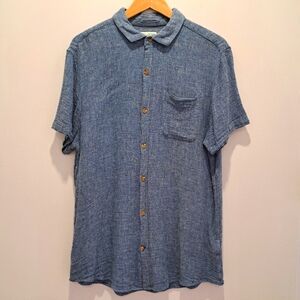 Tenth+Ocean Washable Linen Short-Sleeve Button Down Quiet Luxury Shirt Mens L